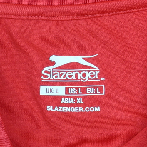 Slazenger Men's Red Polo Shirt L Moisture Wicking Sports Top