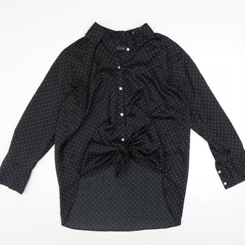 Marks and Spencer Womens Black Polka Dot Button-Up Shirt Size 12