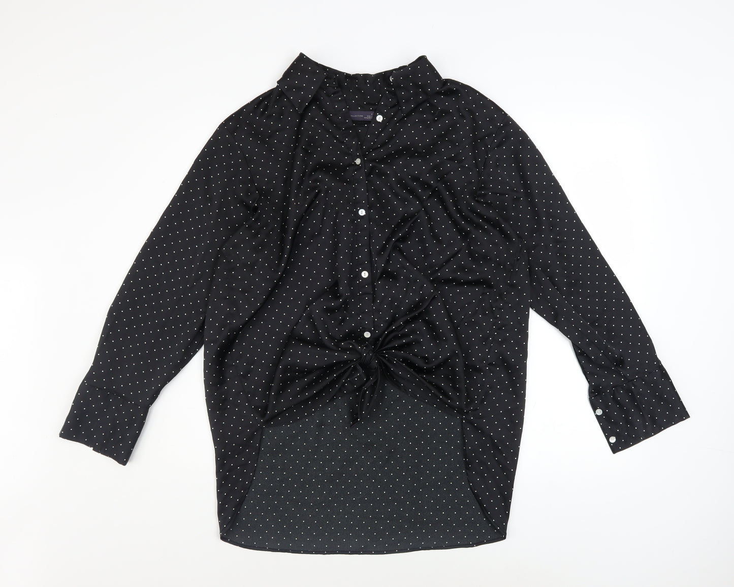 Marks and Spencer Womens Black Polka Dot Button-Up Shirt Size 12