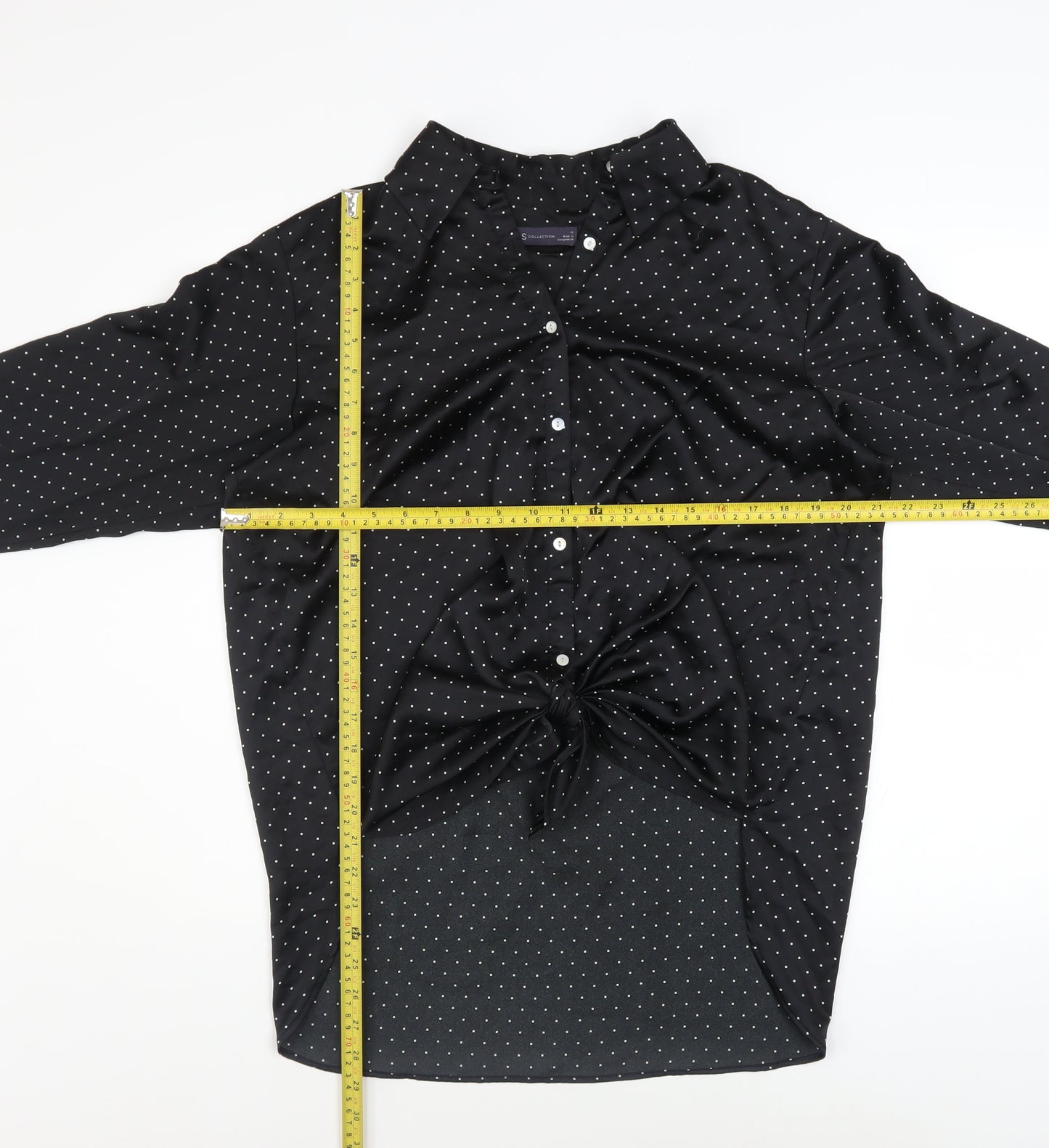 Marks and Spencer Womens Black Polka Dot Button-Up Shirt Size 12