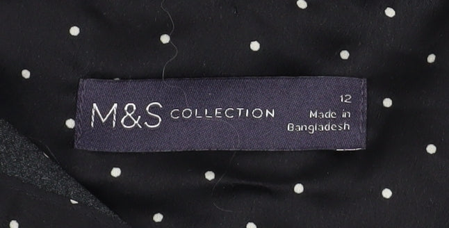 Marks and Spencer Womens Black Polka Dot Button-Up Shirt Size 12