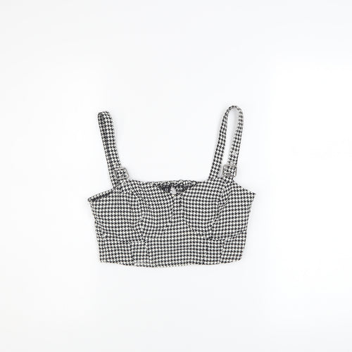 H&M Womens Black White Cropped Tank Top Size 10 Adjustable Straps