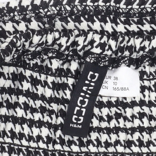 H&M Womens Black White Cropped Tank Top Size 10 Adjustable Straps