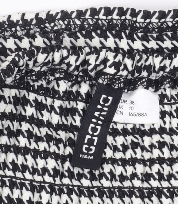 H&M Womens Black White Cropped Tank Top Size 10 Adjustable Straps