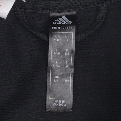 Adidas Boys Black 9-10 Years Track Jacket Full Zip Colourblock Sports Top