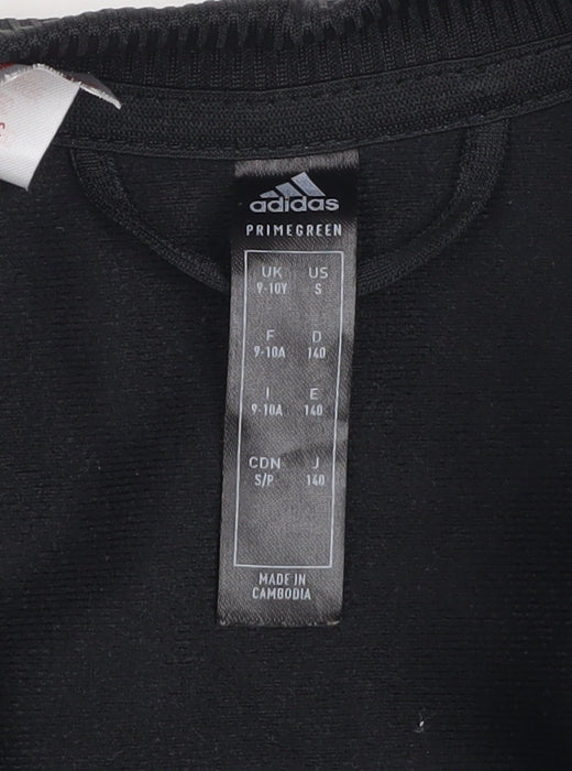 Adidas Boys Black 9-10 Years Track Jacket Full Zip Colourblock Sports Top