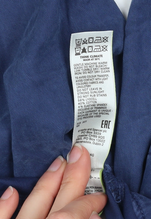 Marks and Spencer Women's Blue Cargo Trousers Size 12 Regular