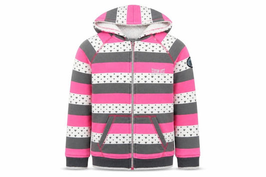 Everlast Girls Pink Striped Hooded Full Zip Fleece Jacket Age 13 Years