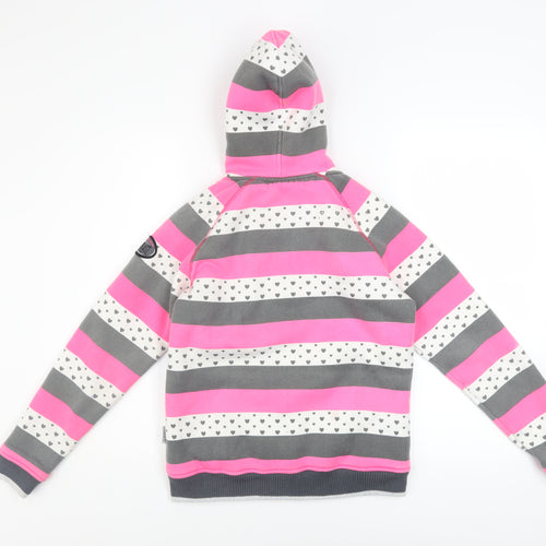 Everlast Girls Pink Striped Hooded Full Zip Fleece Jacket Age 13 Years