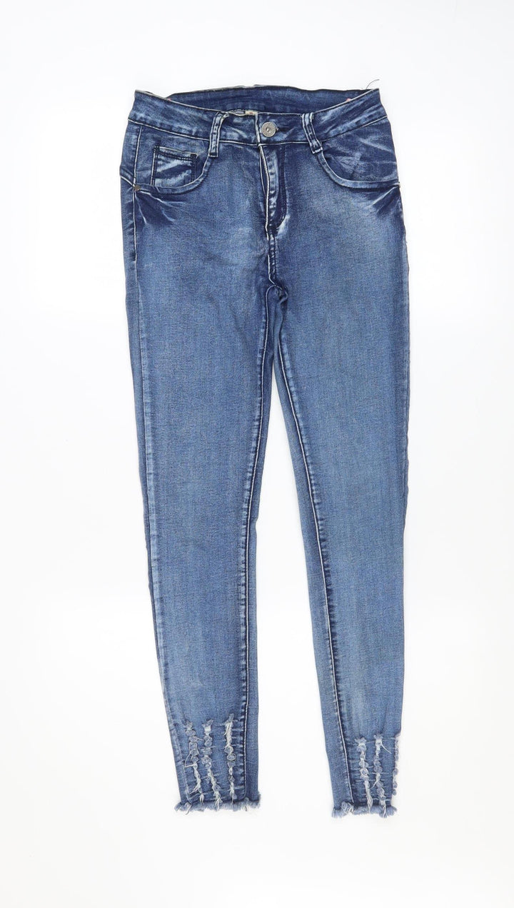 GIRL VIVI Women's Blue Size 10 Slim Fit Distressed Ankle Jeans