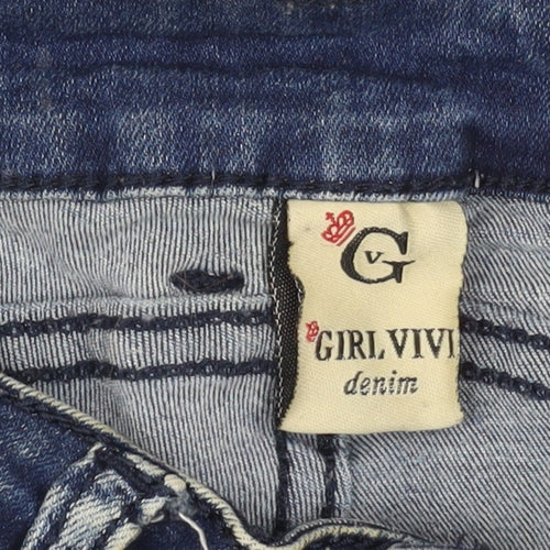 GIRL VIVI Women's Blue Size 10 Slim Fit Distressed Ankle Jeans