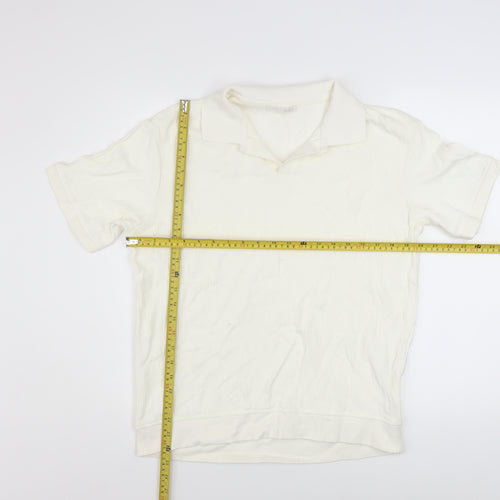 Zara Men Ivory Cotton Short Sleeve Collared Casual Shirt M