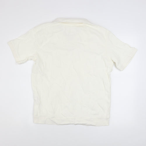Zara Men Ivory Cotton Short Sleeve Collared Casual Shirt M