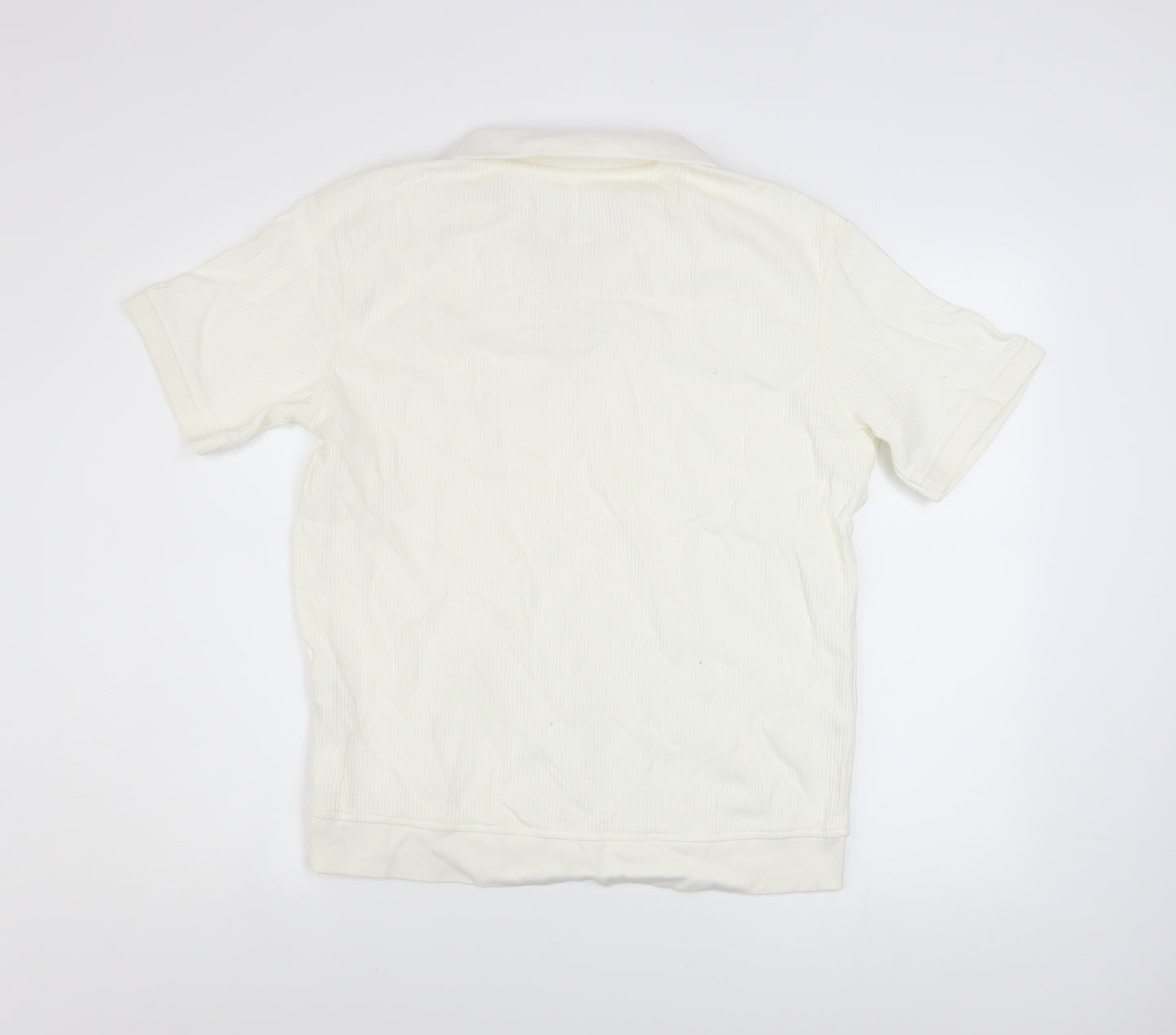 Zara Men Ivory Cotton Short Sleeve Collared Casual Shirt M