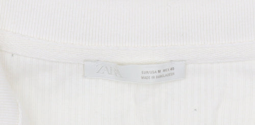 Zara Men Ivory Cotton Short Sleeve Collared Casual Shirt M