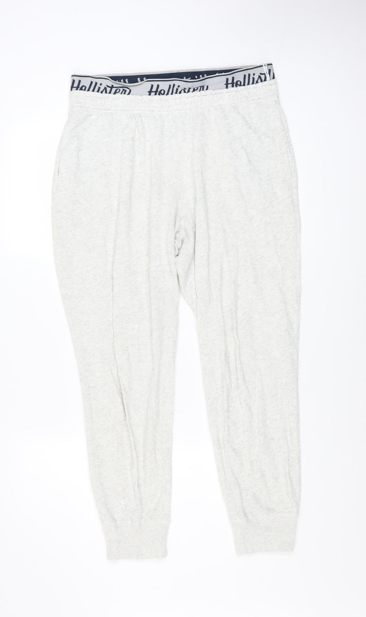 Hollister Women’s Grey Jogger Trousers L Cotton Blend Ultra High Rise