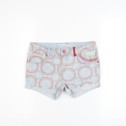 Desigual Girls Blue Geometric Denim Hot Pants Shorts 13-14 Years