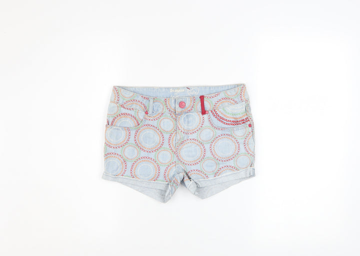 Desigual Girls Blue Geometric Denim Hot Pants Shorts 13-14 Years