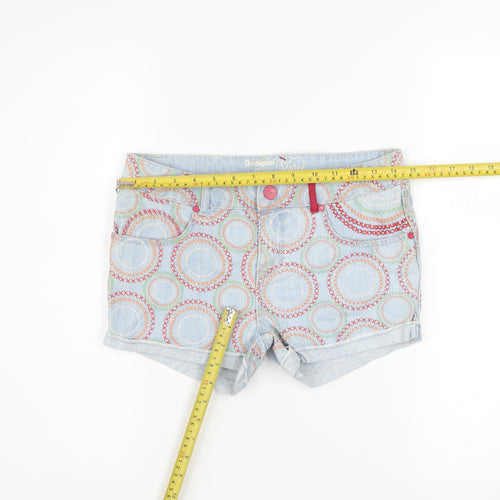 Desigual Girls Blue Geometric Denim Hot Pants Shorts 13-14 Years