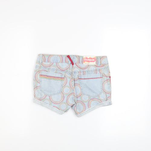 Desigual Girls Blue Geometric Denim Hot Pants Shorts 13-14 Years