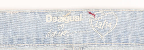 Desigual Girls Blue Geometric Denim Hot Pants Shorts 13-14 Years