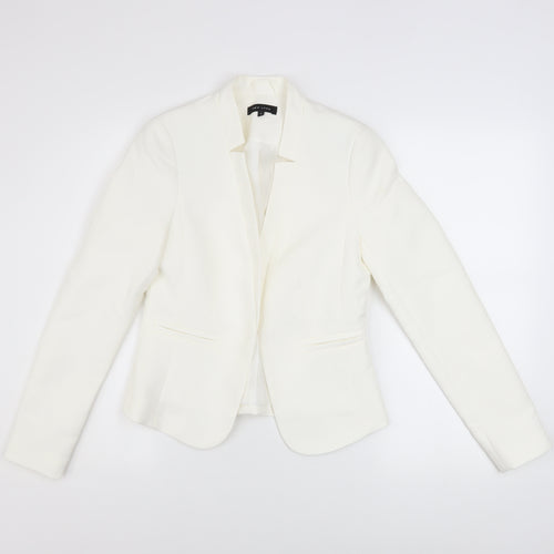 New Look Women Ivory Blazer Size 8 Classic Lined Polyester Jacket