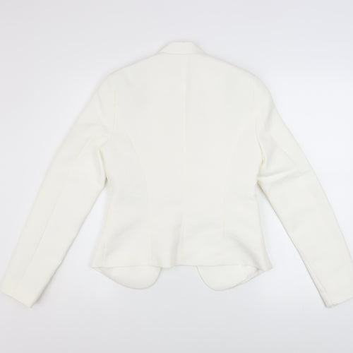 New Look Women Ivory Blazer Size 8 Classic Lined Polyester Jacket