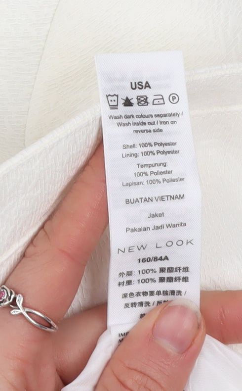 New Look Women Ivory Blazer Size 8 Classic Lined Polyester Jacket