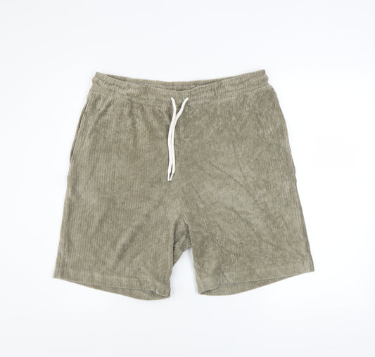 ASOS Design Men's Beige Corduroy Athletic Shorts L 36in Drawstring Waist