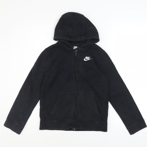 Nike Boys Black Full Zip Hoodie Size 10-11 Years Fleece Sweatshirt