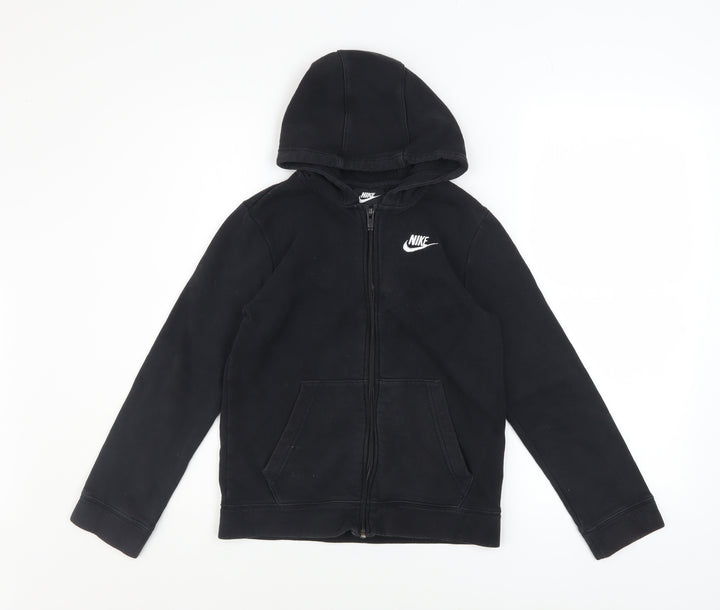 Nike Boys Black Full Zip Hoodie Size 10-11 Years Fleece Sweatshirt