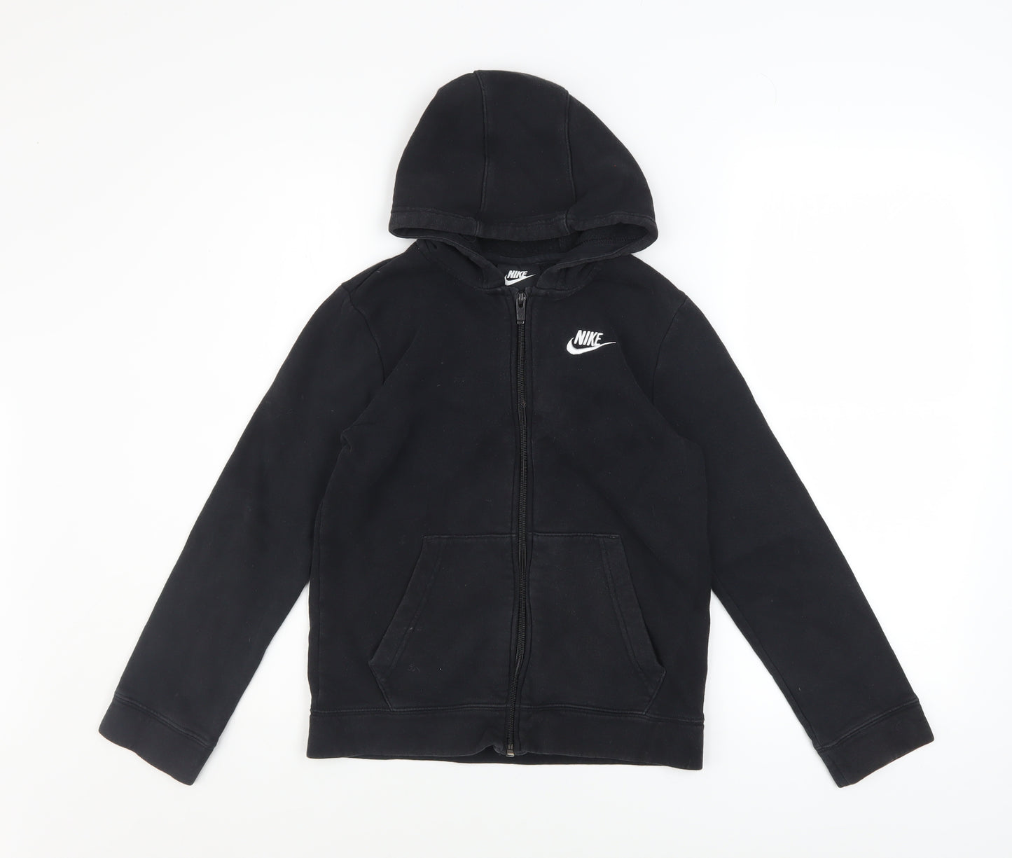 Nike Boys Black Full Zip Hoodie Size 10-11 Years Fleece Sweatshirt