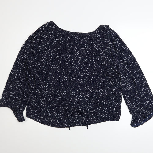 Grette Hjort Women Blue Polka Dot Ruffle Blouse Size 16