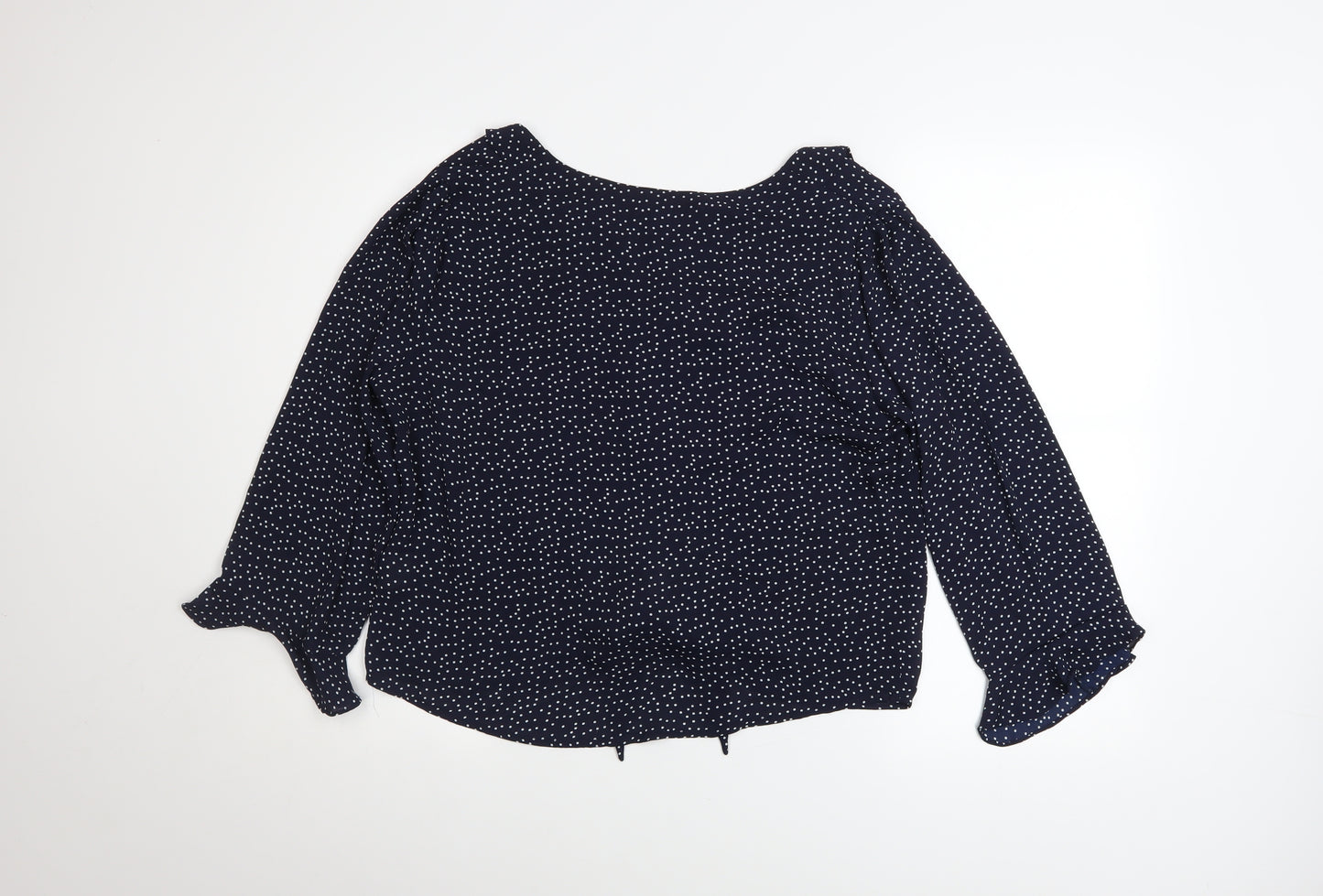 Grette Hjort Women Blue Polka Dot Ruffle Blouse Size 16