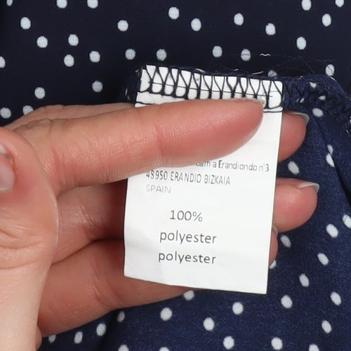 Grette Hjort Women Blue Polka Dot Ruffle Blouse Size 16