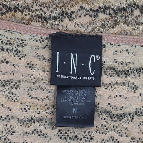 I.N.C Women's Beige Lace V-Neck 3/4 Sleeve Stretch Blouse M