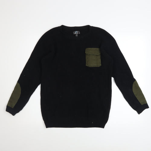 Firetrap Boys Black Cotton Army Style Jumper 11-12 Years Long Sleeve