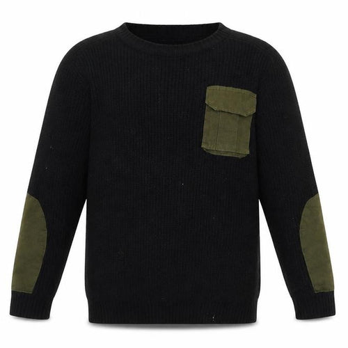 Firetrap Boys Black Cotton Army Style Jumper 11-12 Years Long Sleeve