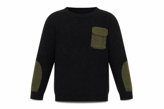 Firetrap Boys Black Cotton Army Style Jumper 11-12 Years Long Sleeve