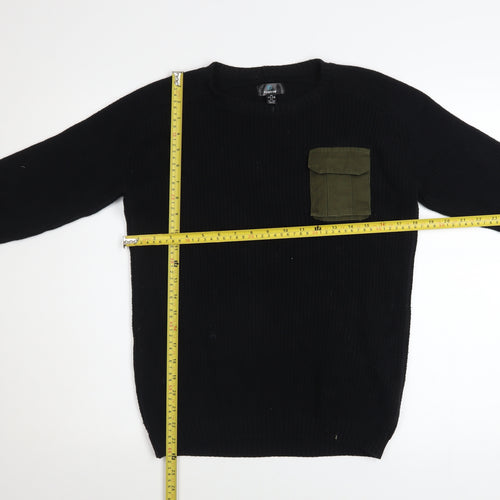 Firetrap Boys Black Cotton Army Style Jumper 11-12 Years Long Sleeve