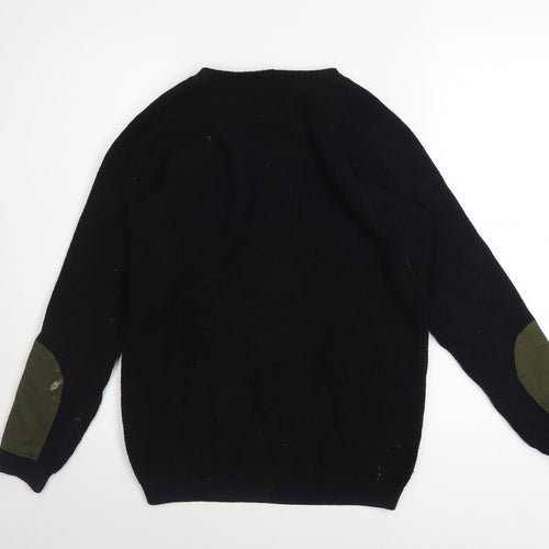 Firetrap Boys Black Cotton Army Style Jumper 11-12 Years Long Sleeve