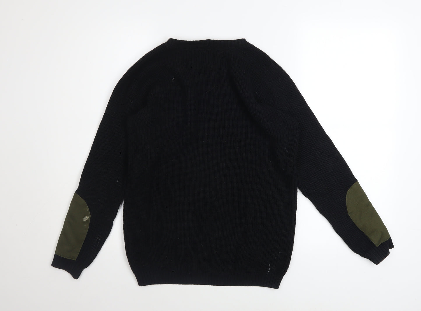 Firetrap Boys Black Cotton Army Style Jumper 11-12 Years Long Sleeve