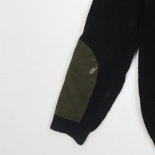 Firetrap Boys Black Cotton Army Style Jumper 11-12 Years Long Sleeve