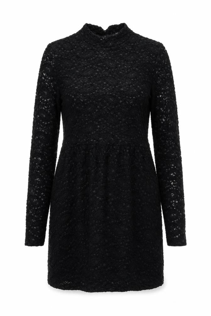 Topshop Women’s Black Lace Long Sleeve Bodycon Short Dress UK 12