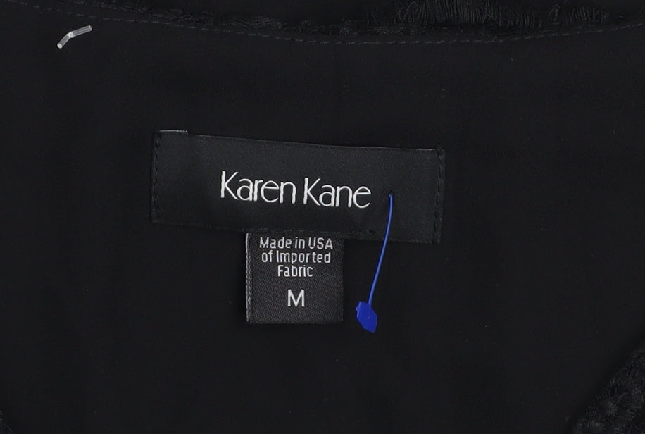 Karen Kane Women’s Black Lace Tunic Blouse M 3/4 Sleeve V-Neck