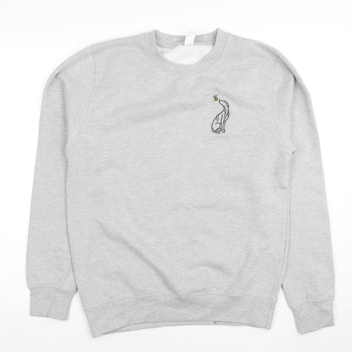 Just Hoods AWDis Women Grey Embroidered Pullover Sweatshirt Size S