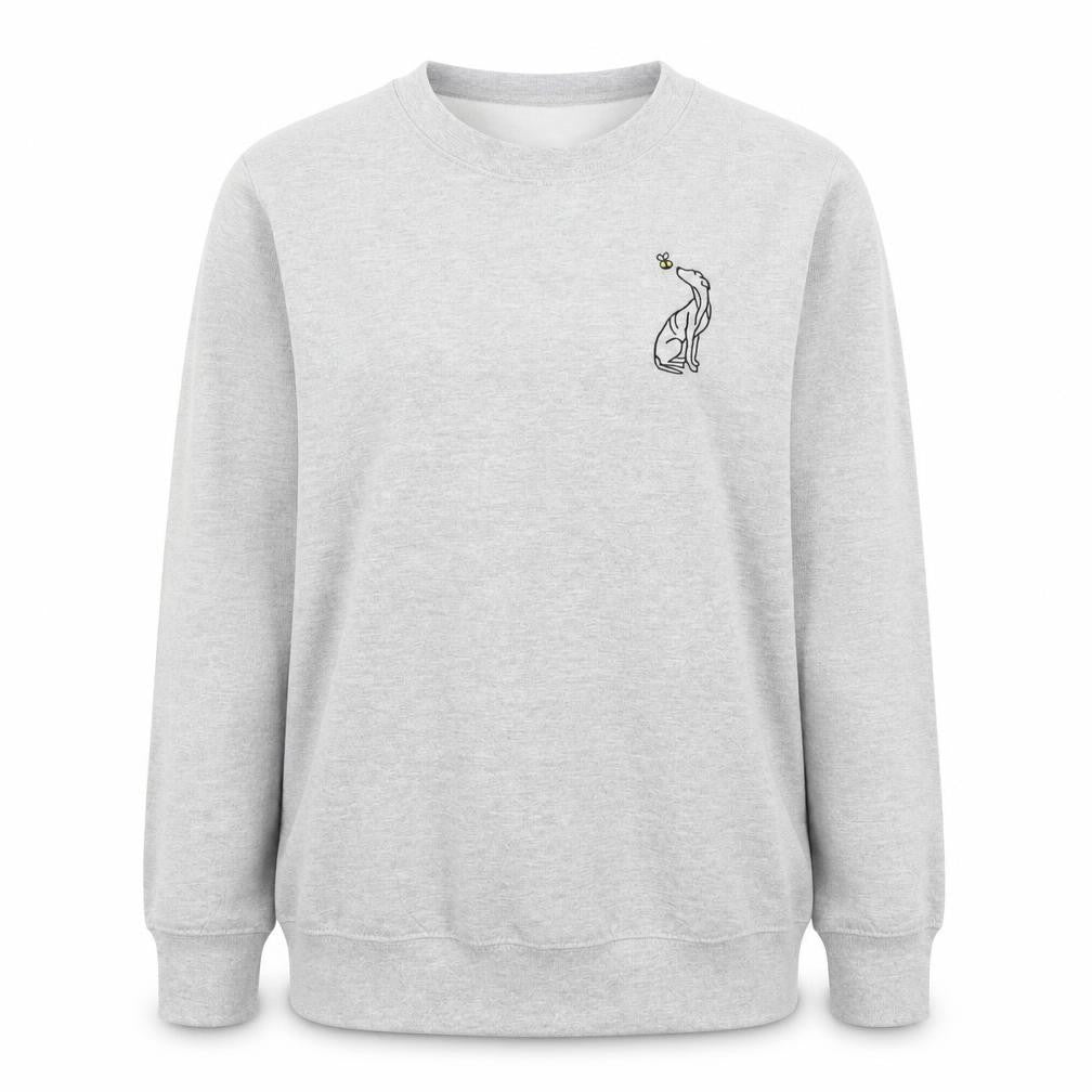 Front view of Just Hoods AWDis Women Grey Embroidered Pullover Sweatshirt, size S