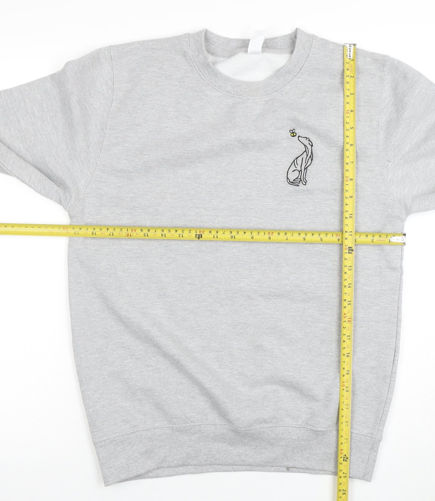 Just Hoods AWDis Women Grey Embroidered Pullover Sweatshirt Size S