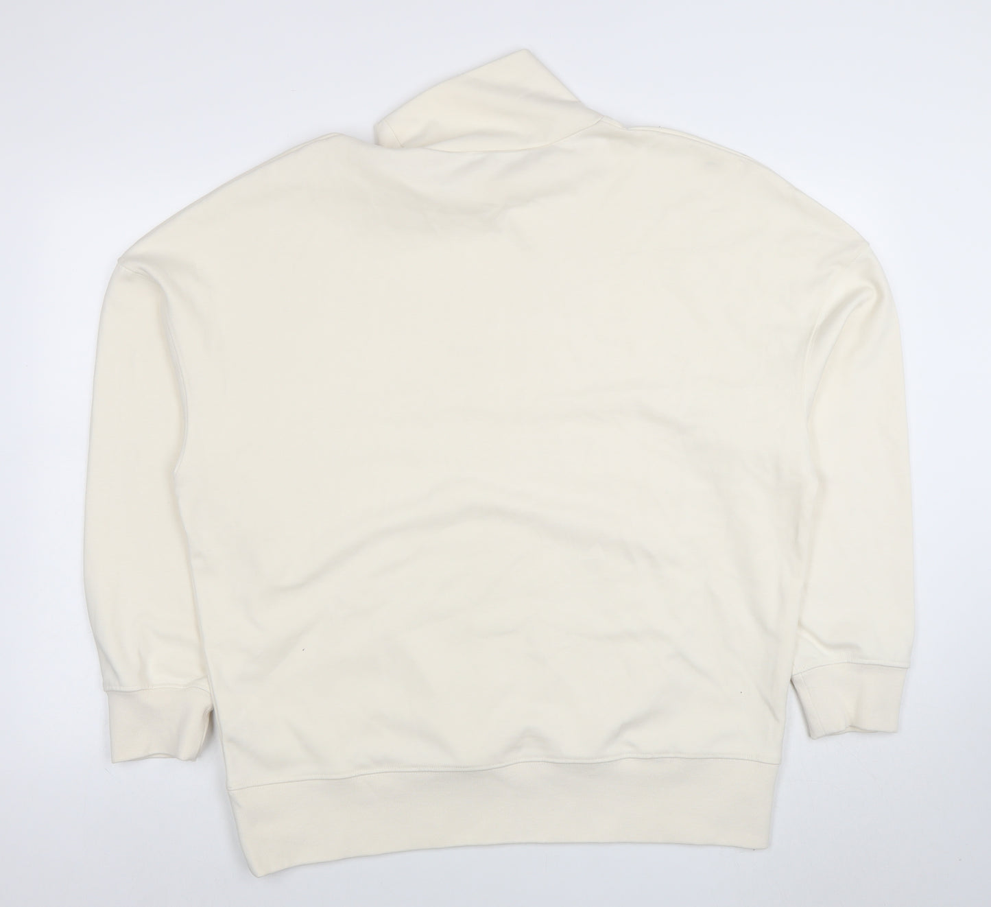Zara Women Beige Cotton Blend High Neck Pullover Sweatshirt Size M