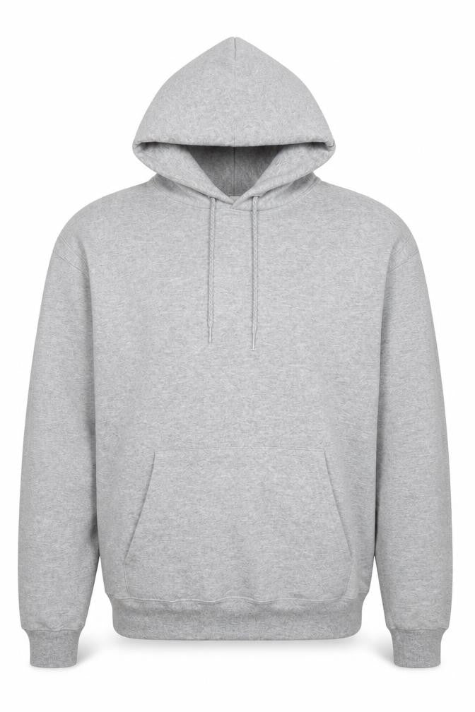 Front view of Hanes men’s grey pullover hoodie small regular fit fleece
